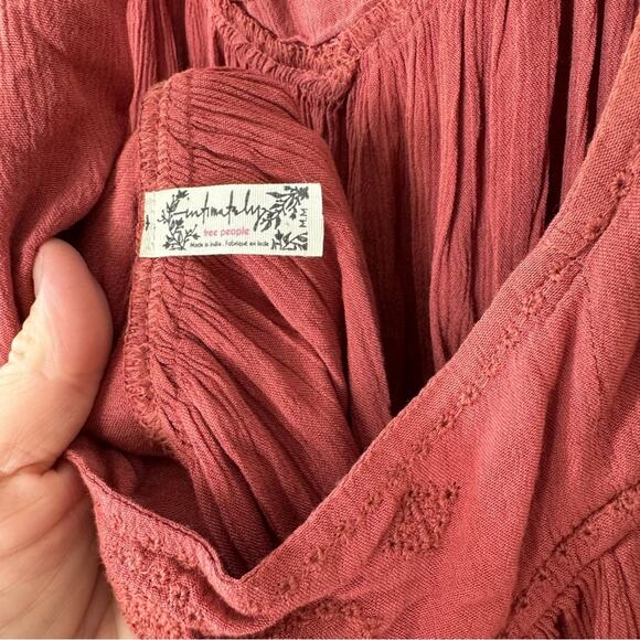 Free People Elaine Embroidered Racer ack Maxi Dress Dusty Pink Rust M - Picture 13 of 15